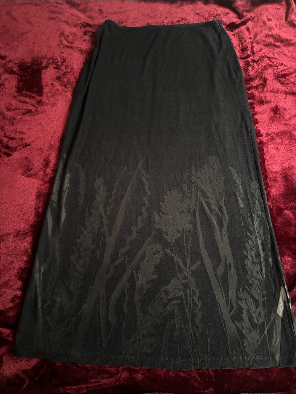 Esprit Black Maxi Skirt with Subtle Floral Jacquard